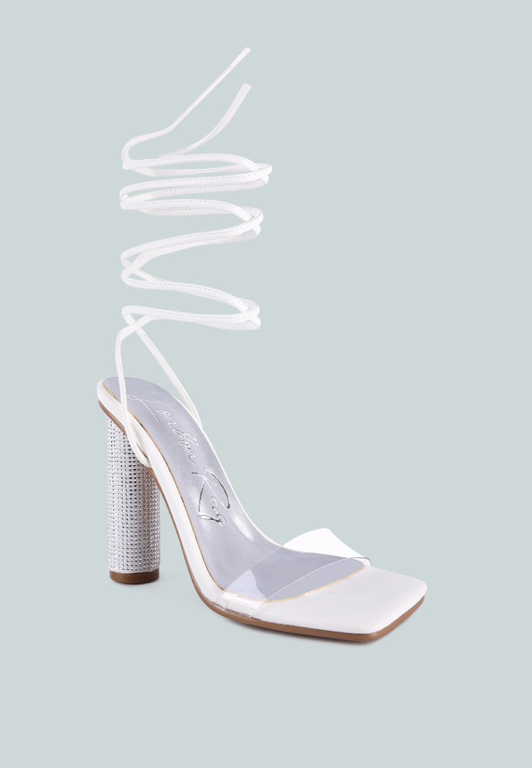 women lace up diamante high heel sandal#color_white
