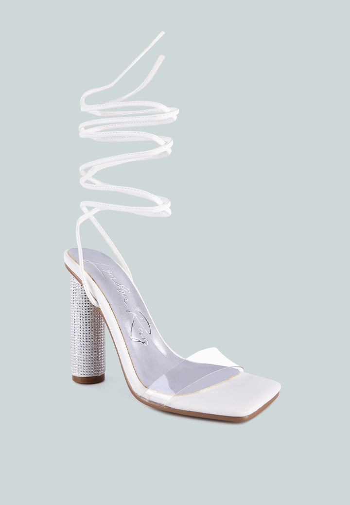 women lace up diamante high heel sandal#color_white