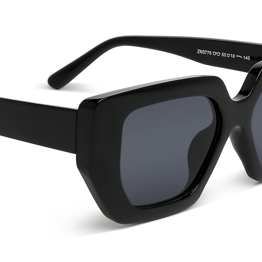 oversized cat eye square sunglasses#color_black