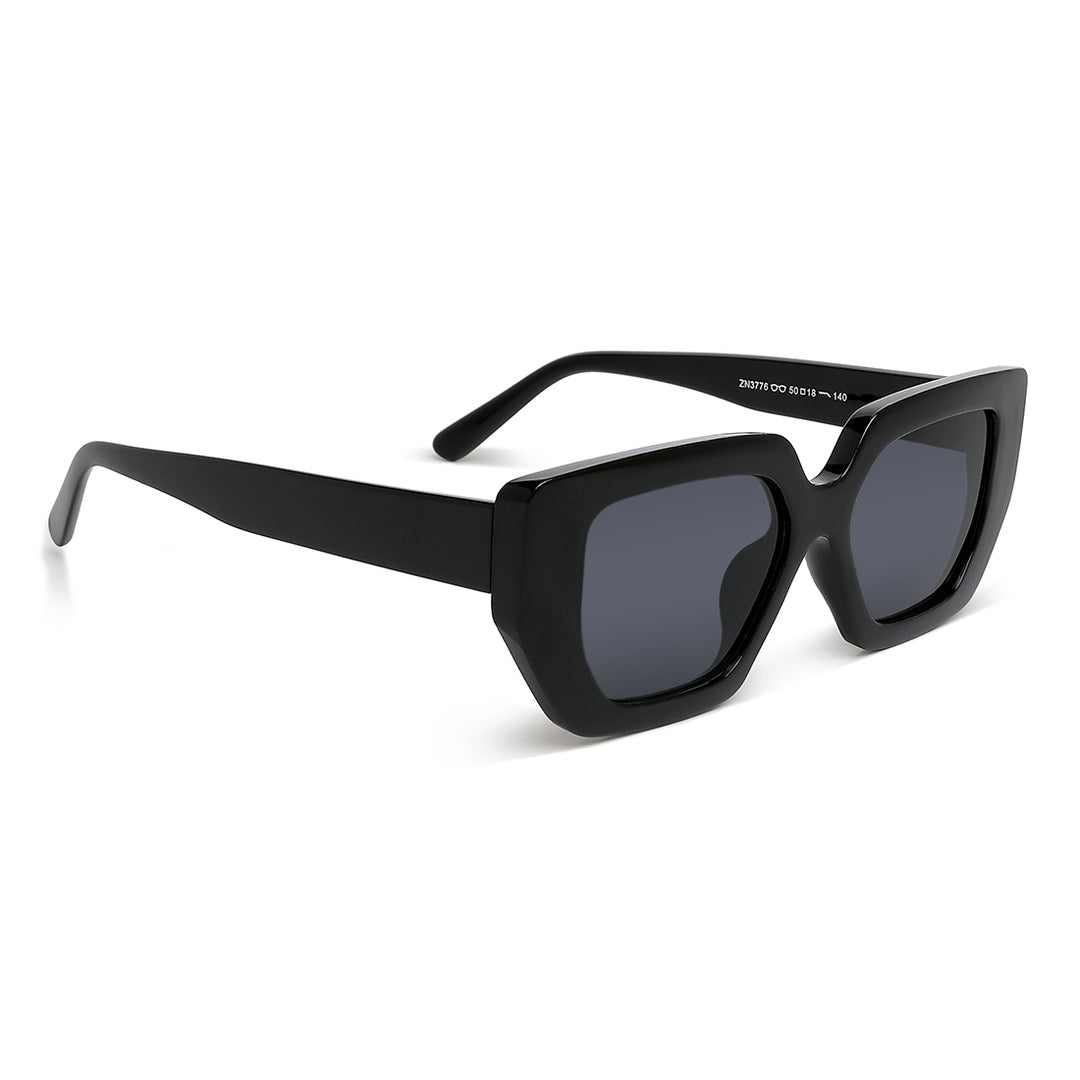 oversized cat eye square sunglasses#color_black