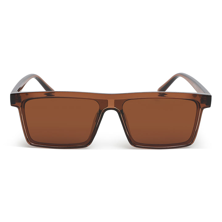 flat rim sunglasses#color_brown