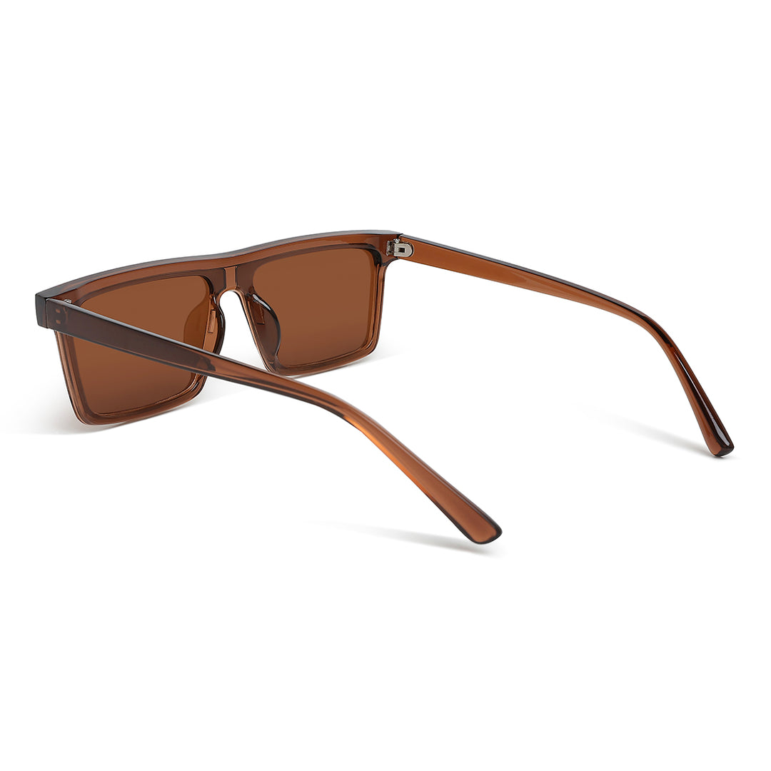 flat rim sunglasses#color_brown