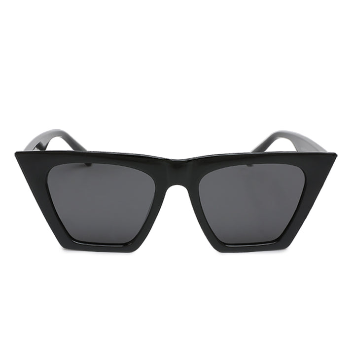 structured cat eye sunglasses#color_black