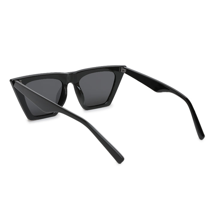 structured cat eye sunglasses#color_black