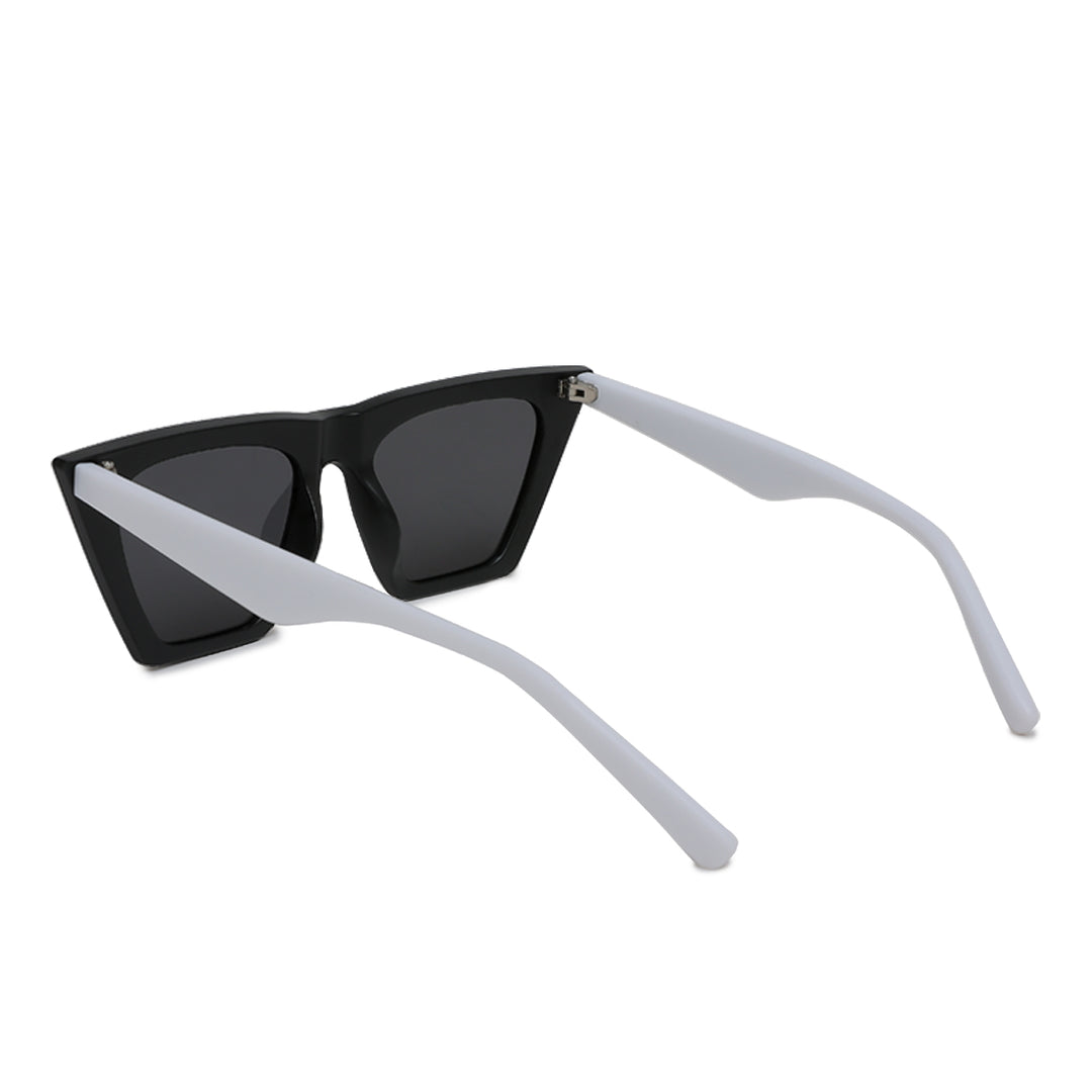 structured cat eye sunglasses#color_white