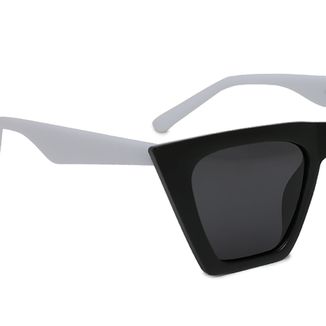 structured cat eye sunglasses#color_white