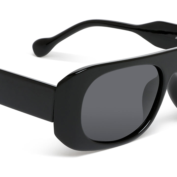 flat bridge oval sunglasses#color_black