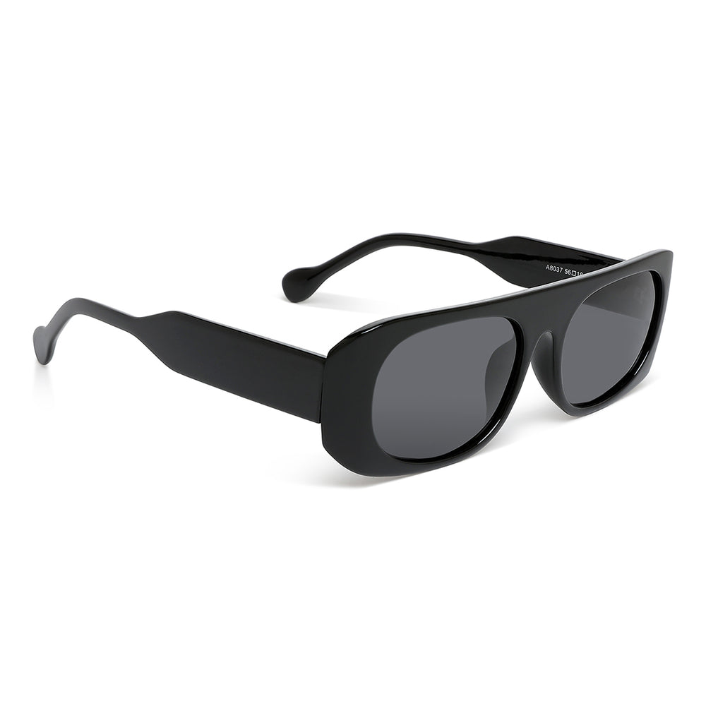 flat bridge oval sunglasses#color_black