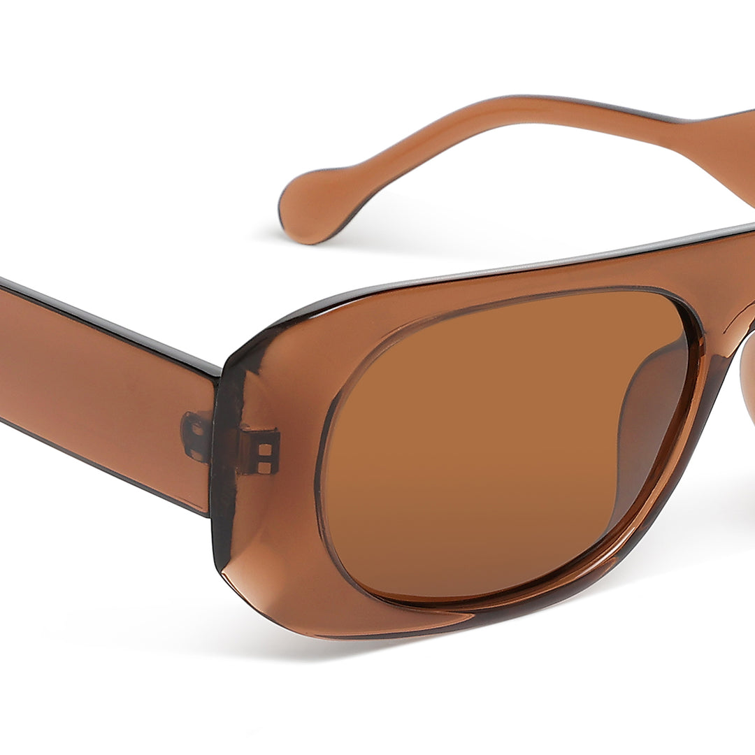 flat bridge oval sunglasses#color_brown