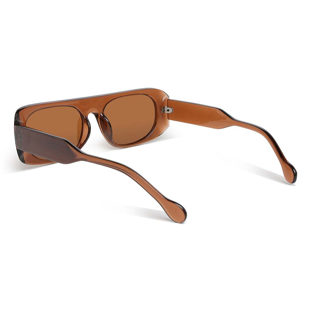 flat bridge oval sunglasses#color_brown