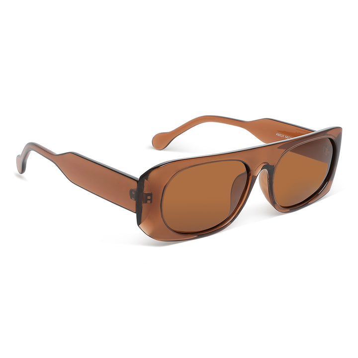 flat bridge oval sunglasses#color_brown