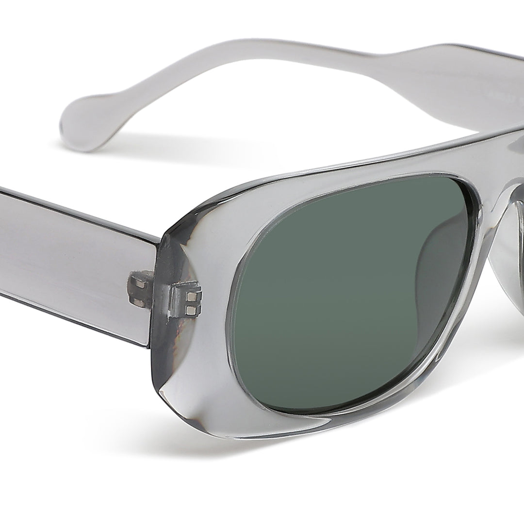 flat bridge oval sunglasses#color_grey