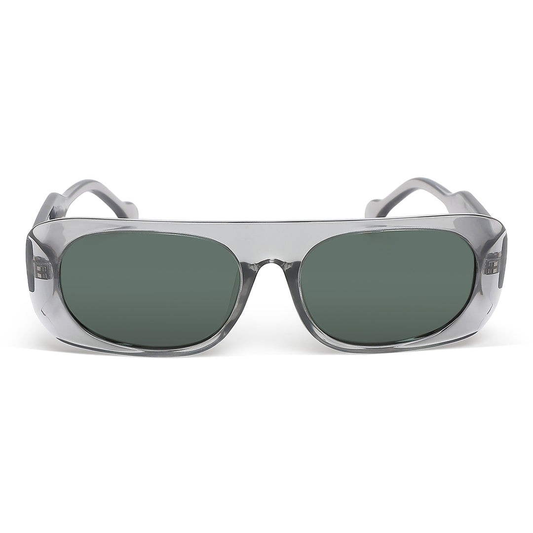 flat bridge oval sunglasses#color_grey