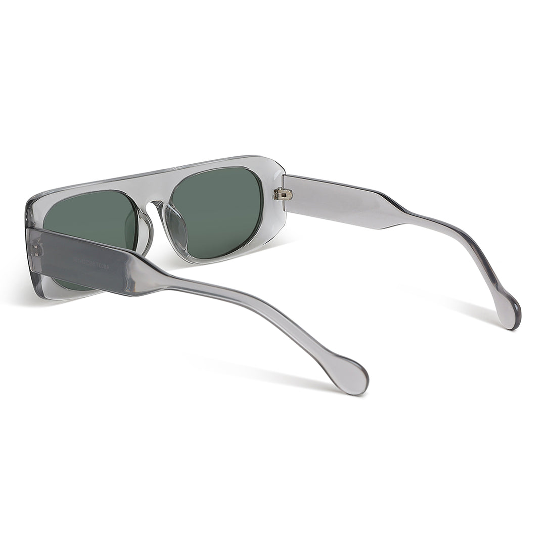 flat bridge oval sunglasses#color_grey