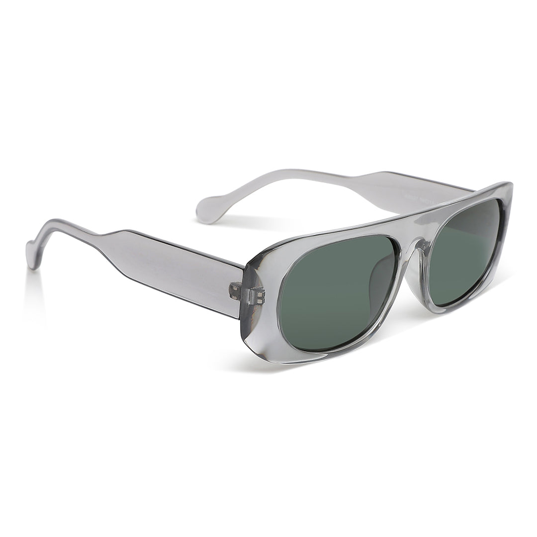 flat bridge oval sunglasses#color_grey