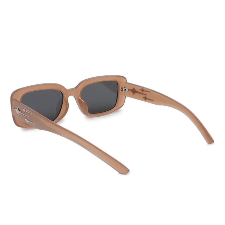 metallic stars rectangular sunglasses#color_light-brown