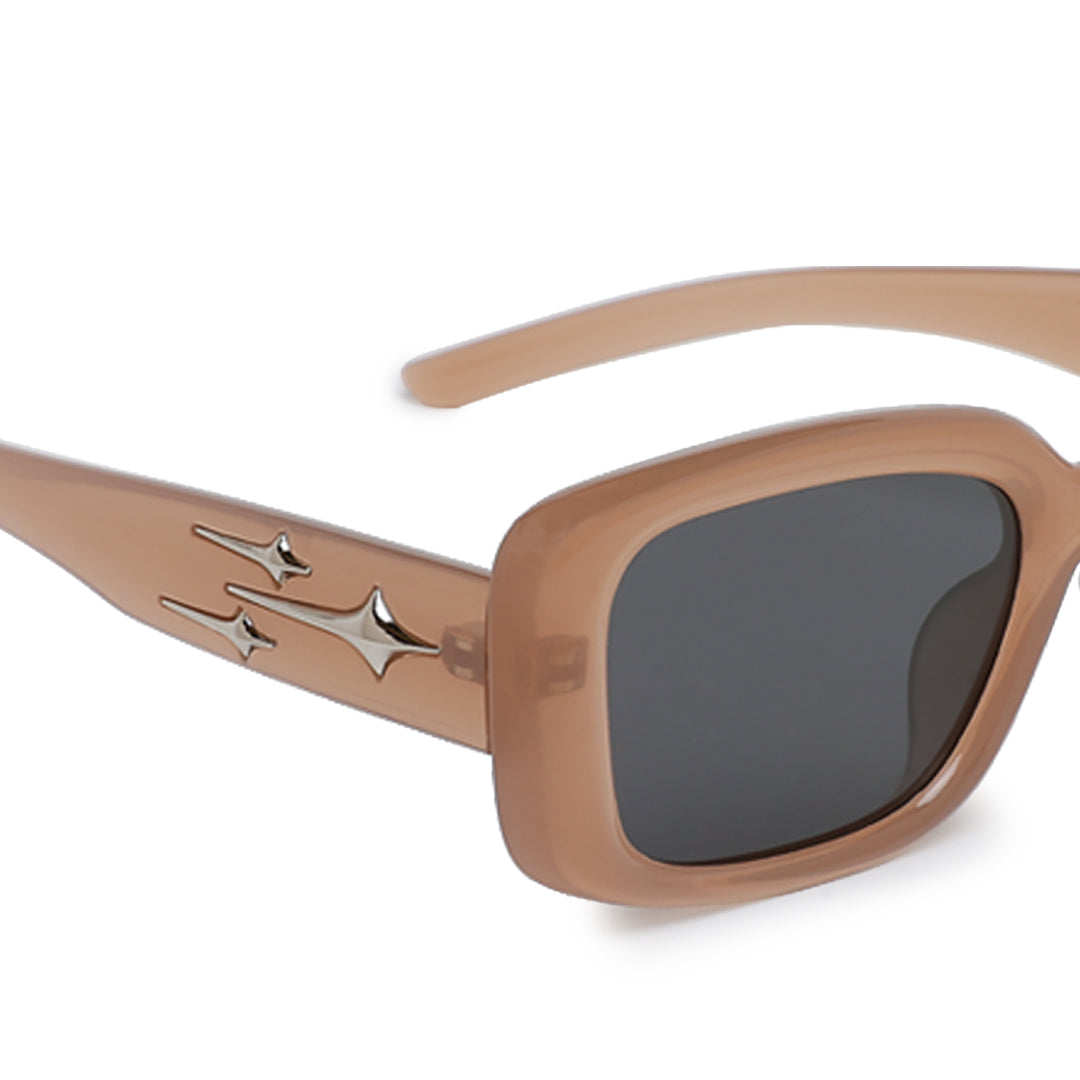 metallic stars rectangular sunglasses#color_light-brown