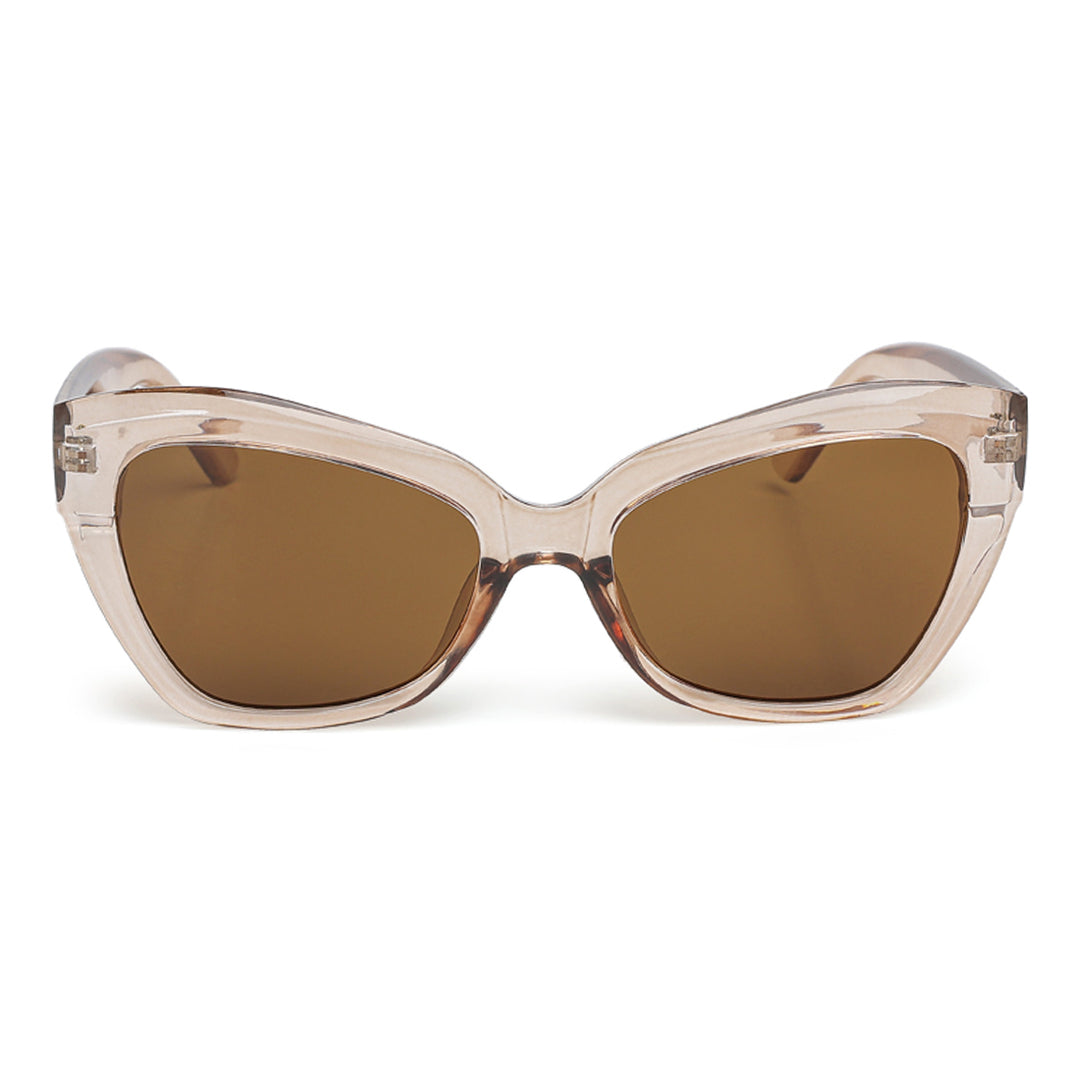 chunky cat eye sunglasses#color_lt brown