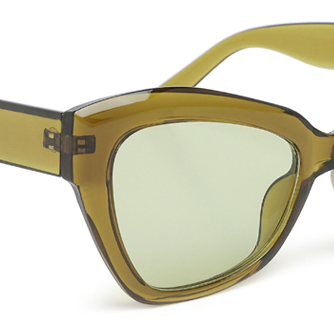 chunky cat eye sunglasses#color_olive green