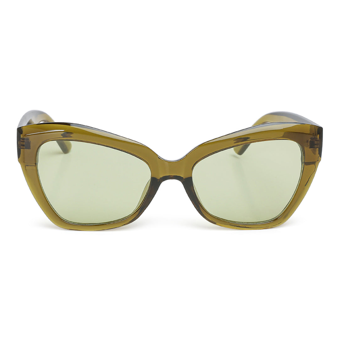 chunky cat eye sunglasses#color_olive green