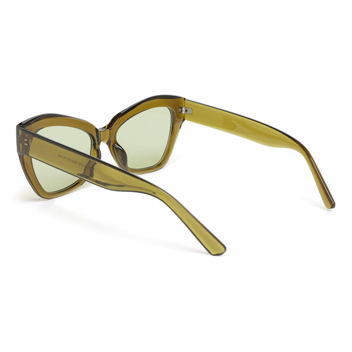 chunky cat eye sunglasses#color_olive green