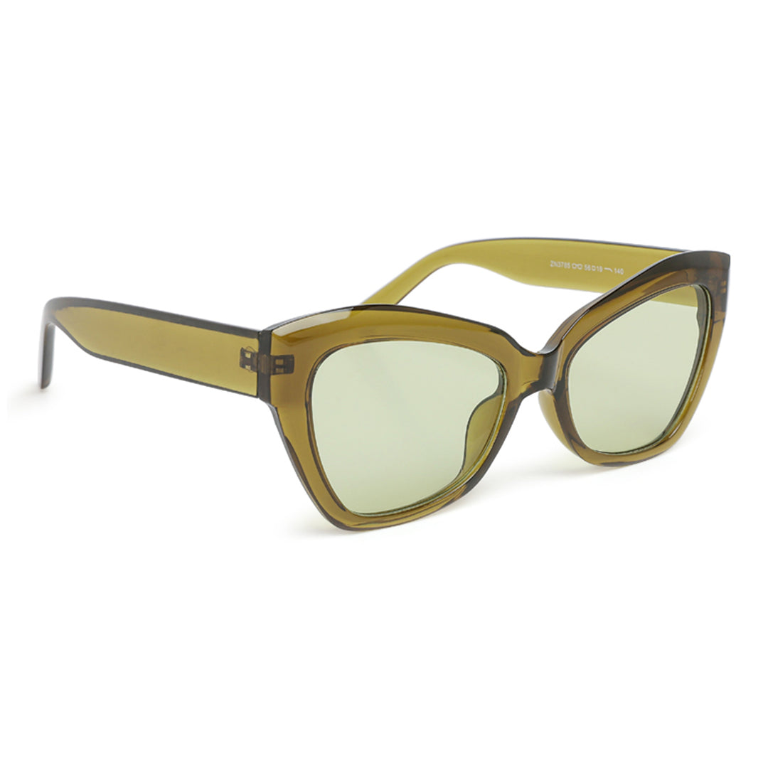 chunky cat eye sunglasses#color_olive green