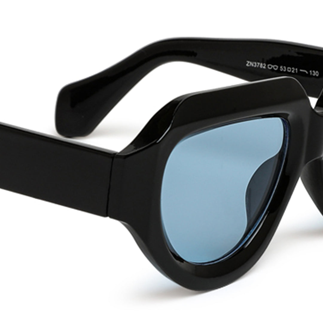 retro thick rim sunglasses#_black-blue