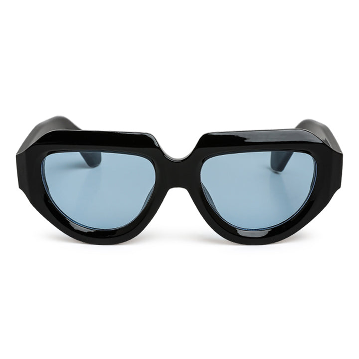 retro thick rim sunglasses#_black-blue