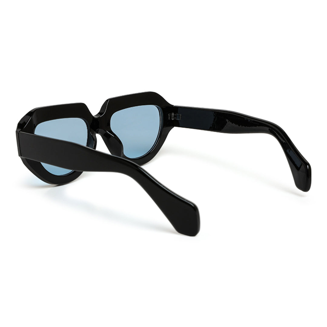 retro thick rim sunglasses#_black-blue