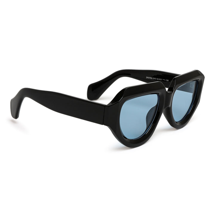 retro thick rim sunglasses#_black-blue