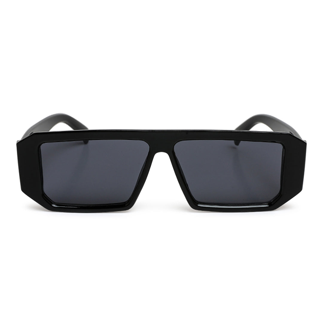 flat bridge rectangular sunglasses#_black