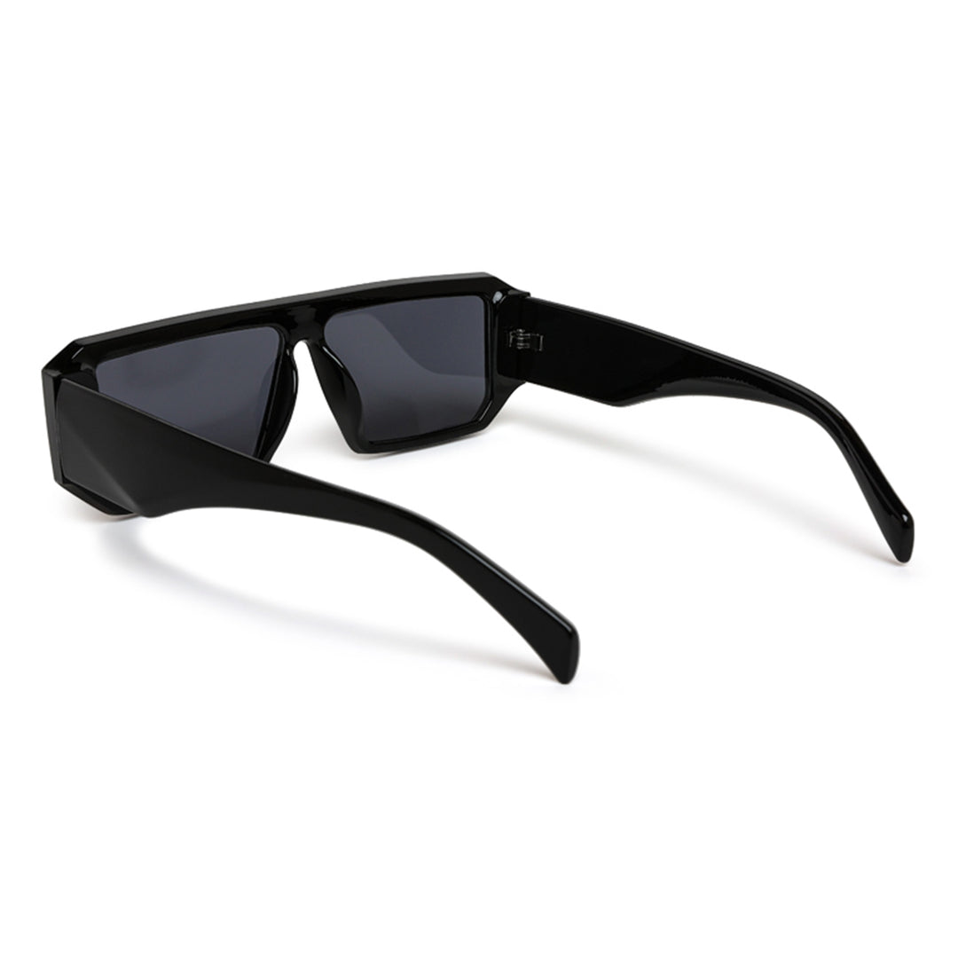 flat bridge rectangular sunglasses#_black