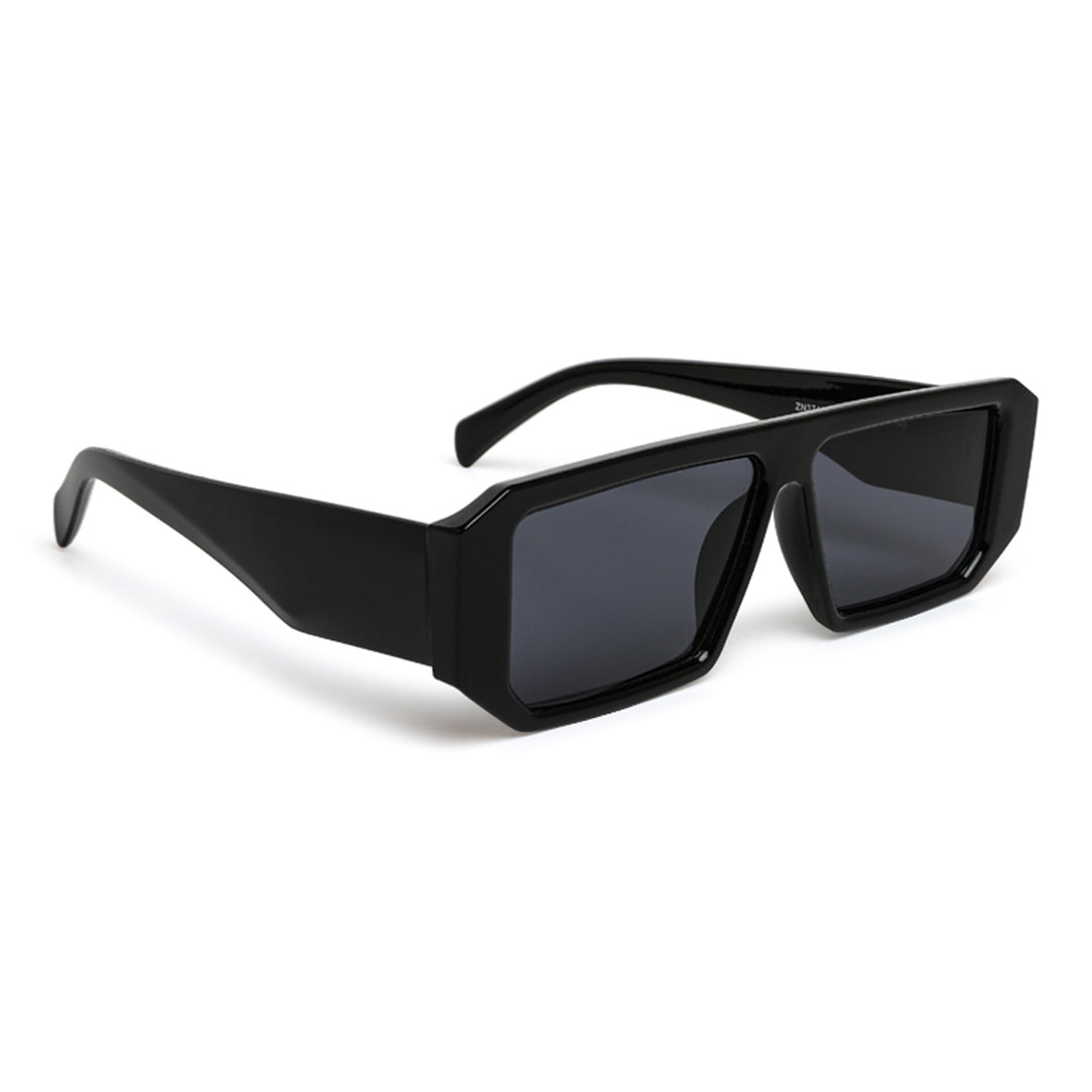 flat bridge rectangular sunglasses#_black