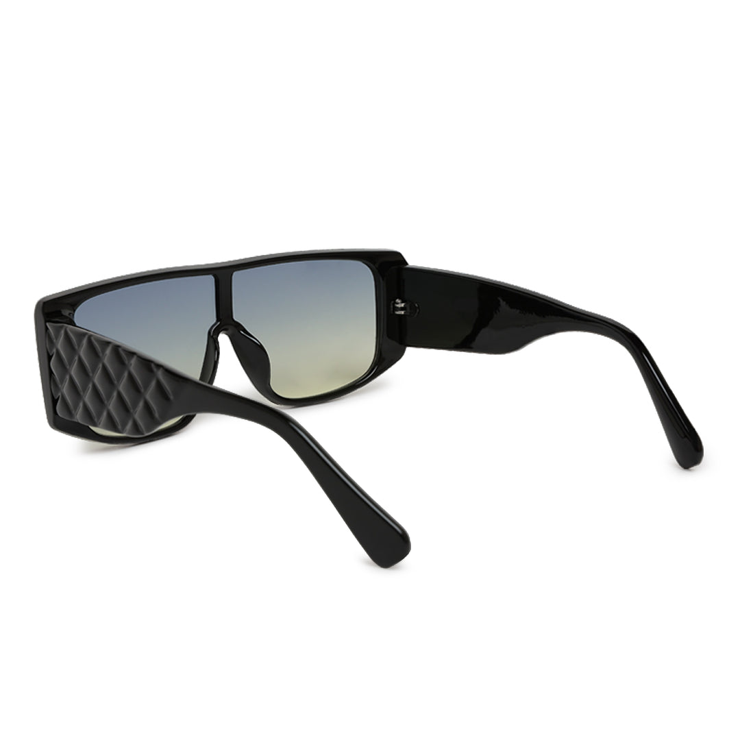 metallic accent round sunglasses#color_black