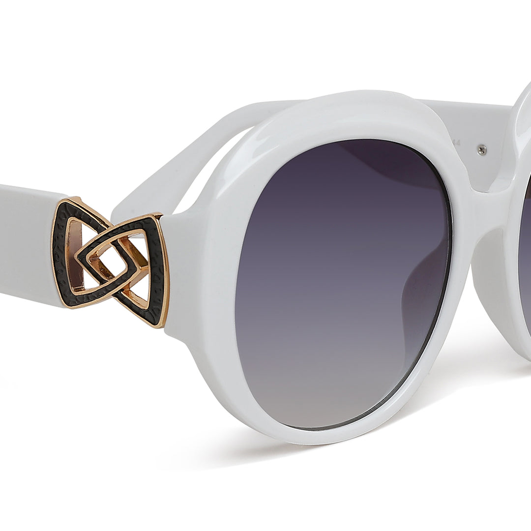 metallic accent round sunglasses#color_white