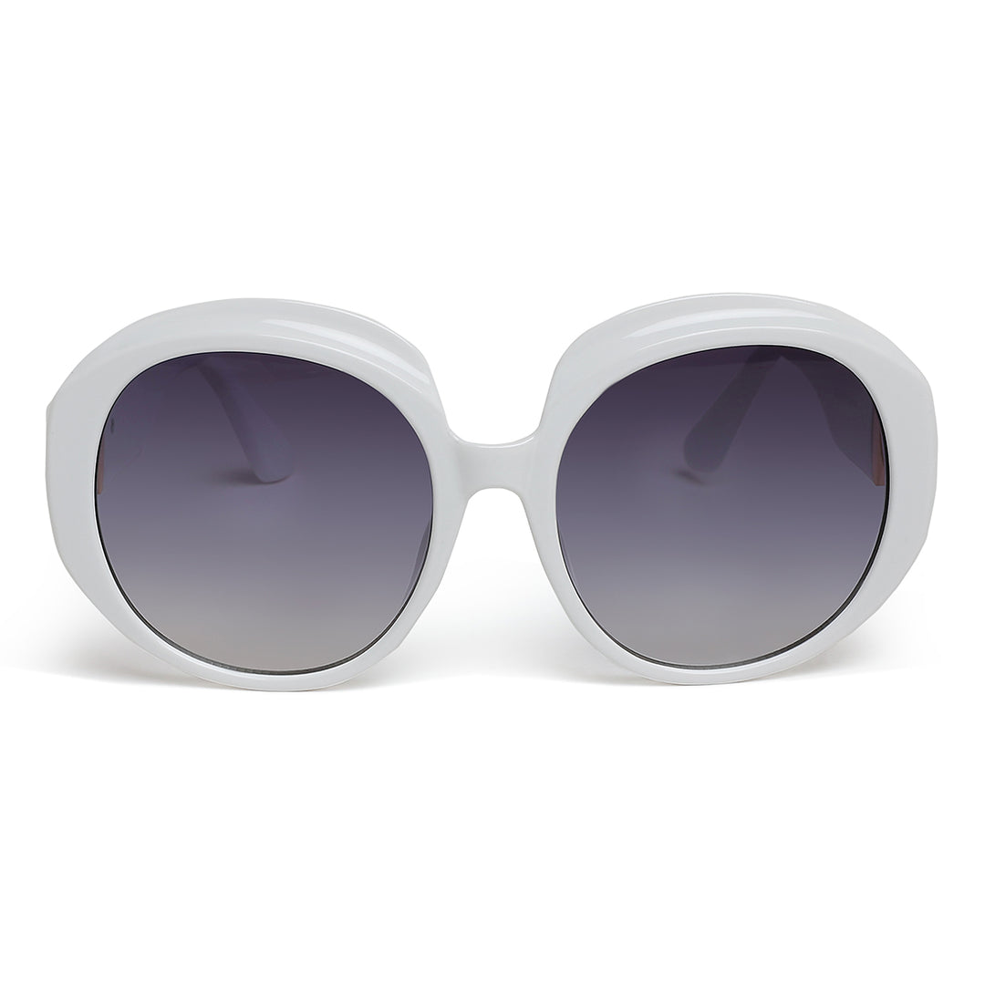 metallic accent round sunglasses#color_white