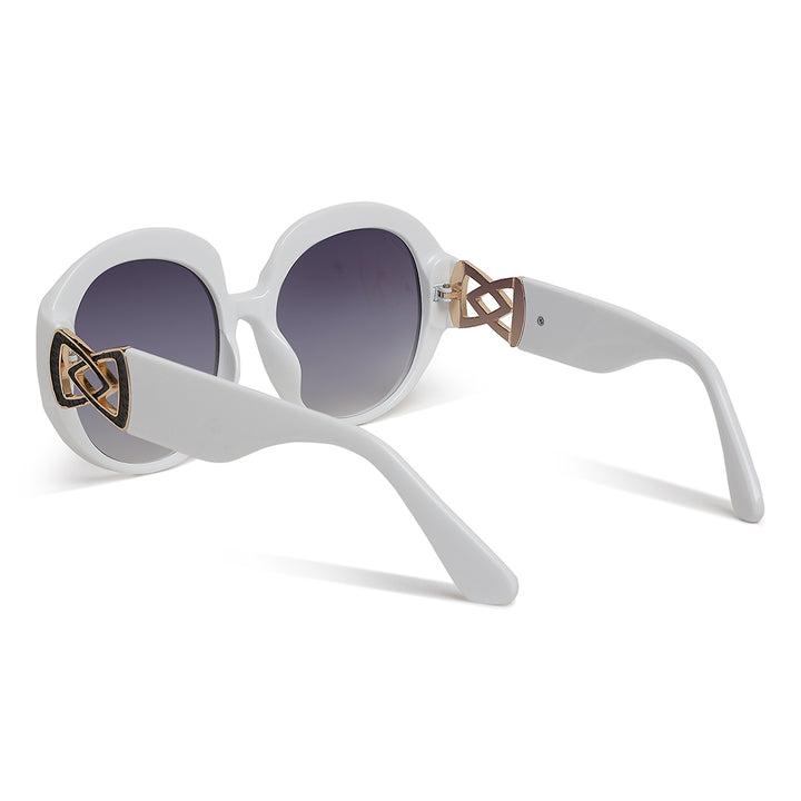 metallic accent round sunglasses#color_white