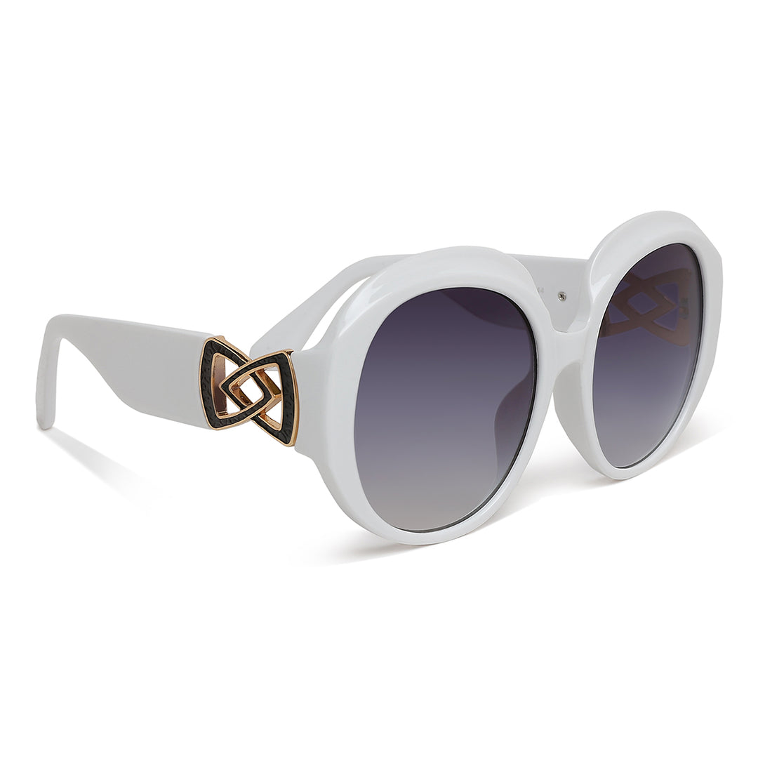 metallic accent round sunglasses#color_white