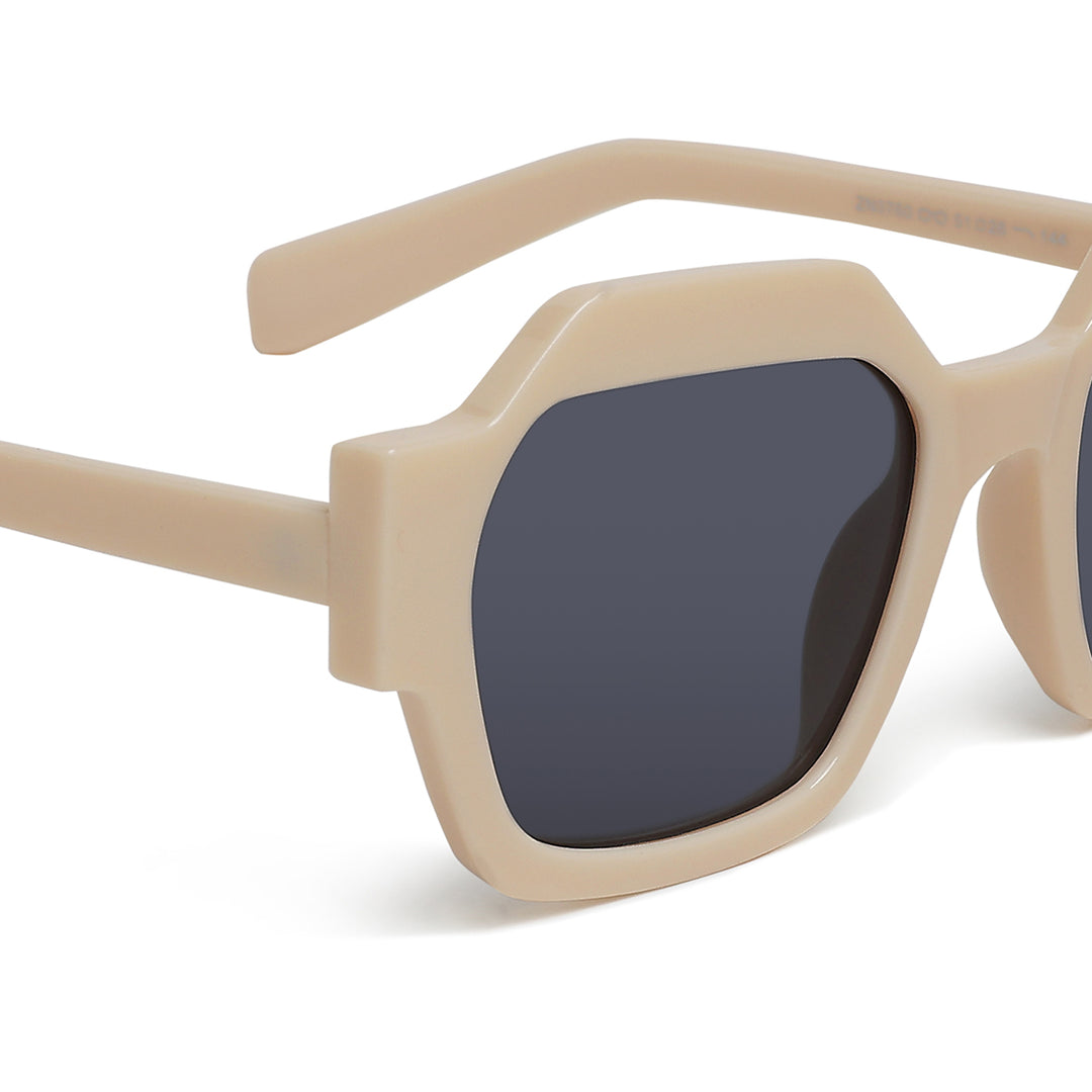 bevel frame square sunglasses#color_cream