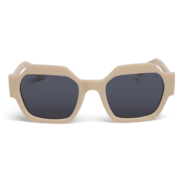 bevel frame square sunglasses#color_cream