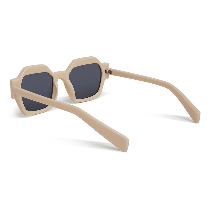 bevel frame square sunglasses#color_cream