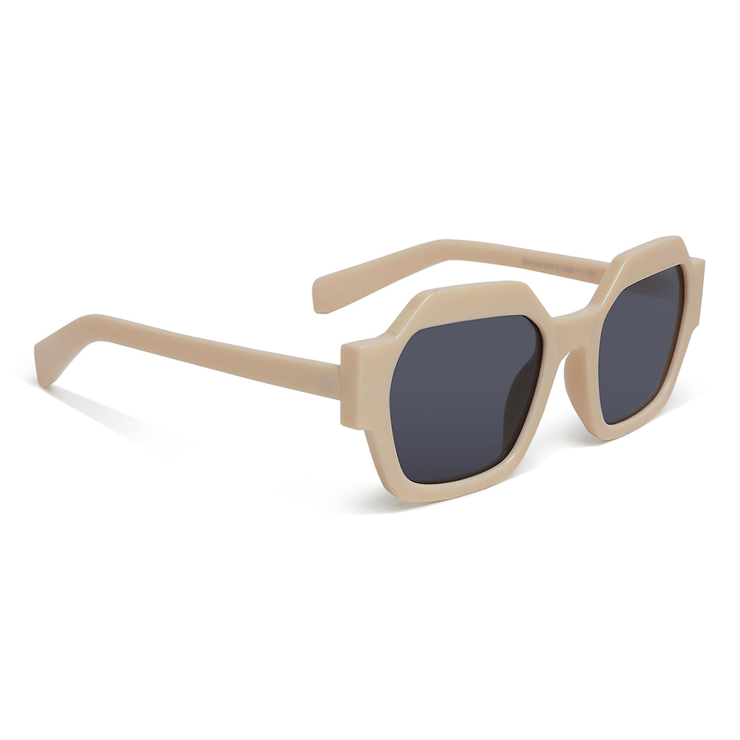 bevel frame square sunglasses#color_cream