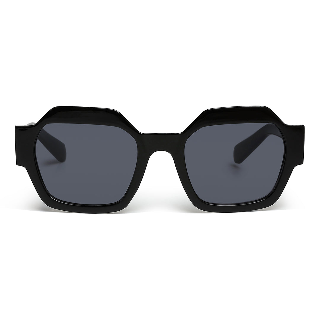 bevel frame square sunglasses#color_black