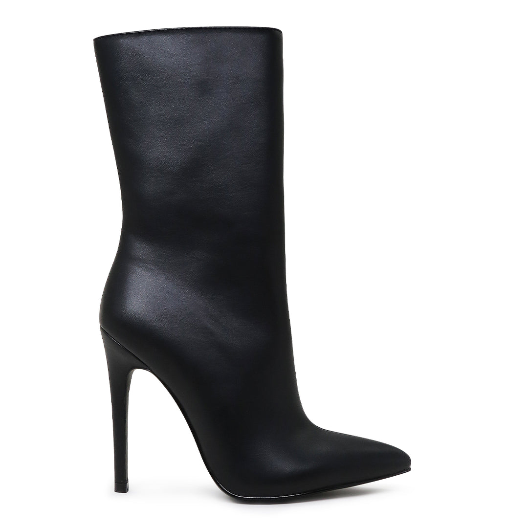 pointed toe stiletto high ankle boots#color_black