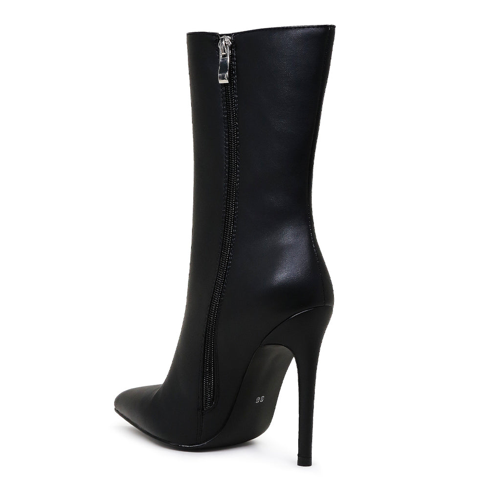 pointed toe stiletto high ankle boots#color_black