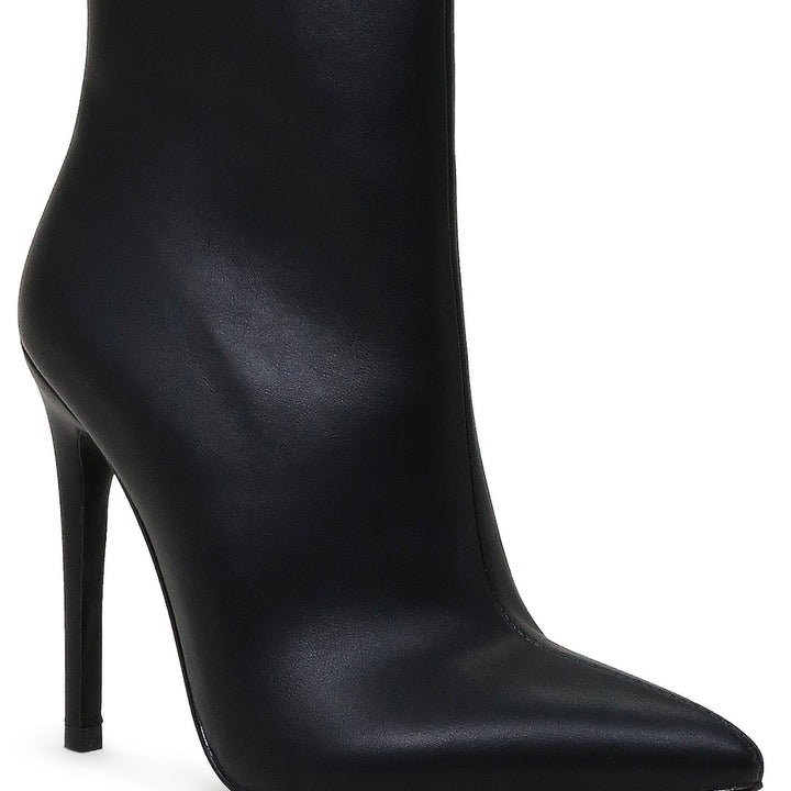 pointed toe stiletto high ankle boots#color_black