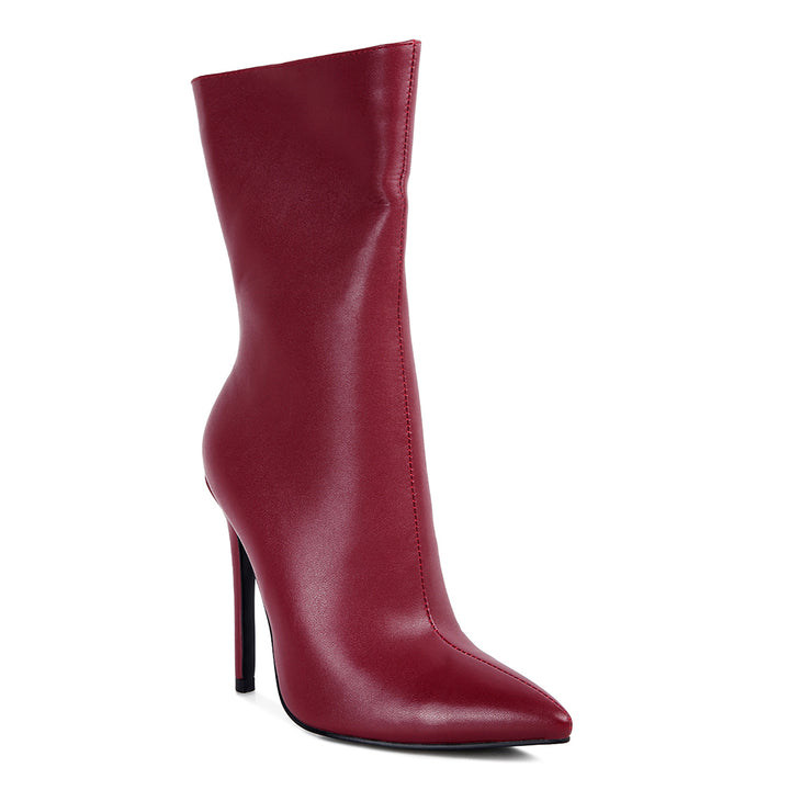 pointed toe stiletto high ankle boots#color_burgundy