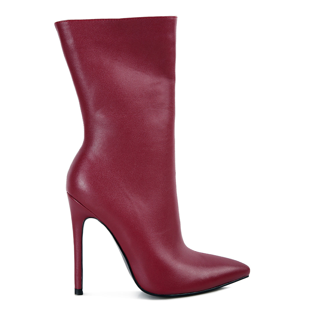 pointed toe stiletto high ankle boots#color_burgundy