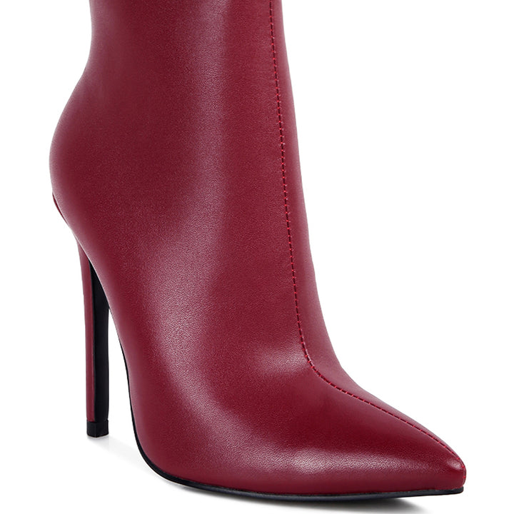 pointed toe stiletto high ankle boots#color_burgundy