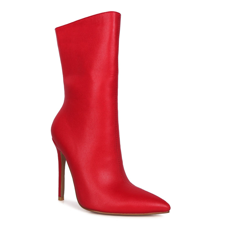 pointed toe stiletto high ankle boots#color_red